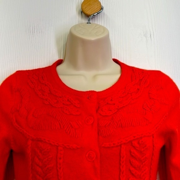 Tabitha - Anthropologie Orange Embroidered Flowers Button Up Cardigan Size XS - Picture 4 of 11